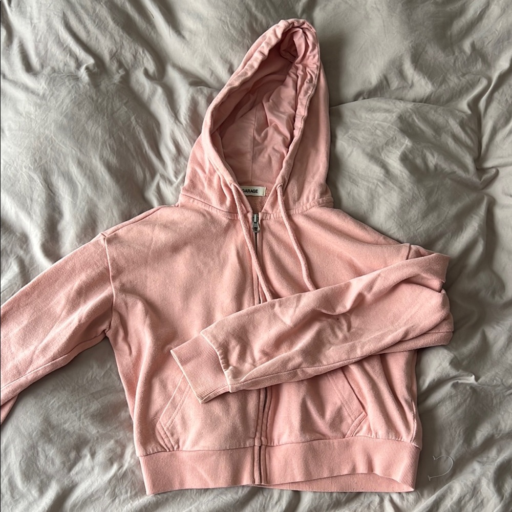 GARAGE Pink Cropped Hoodie